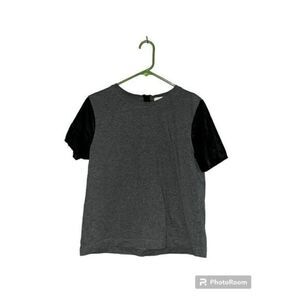 J Crew Leather and Cotton Contrast Shirt Blouse